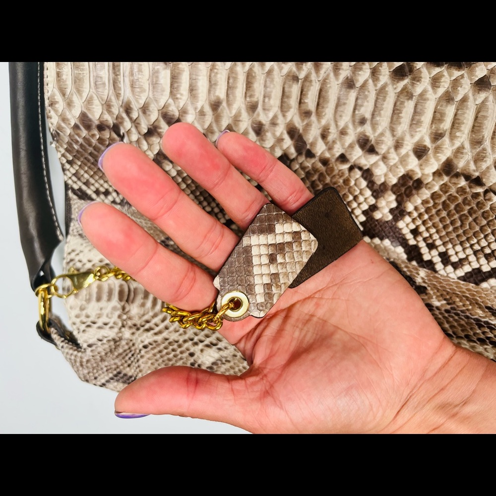 Gianni Notaro Python Oversized Shoulder Bag Beige… - image 3